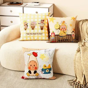 Joli coussin imprimé de dessin animé, doux et confortable pour canapé salon déco