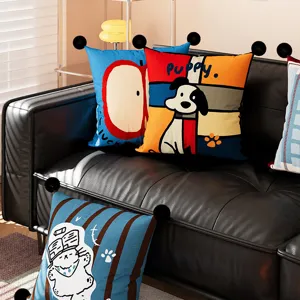 Bauhaus style cute cartoon decorative throw pillow cover with soft insert for sofa and bed.