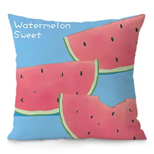 Housse de coussin décorative moderne et minimaliste avec motif de pastèque, velours doux.