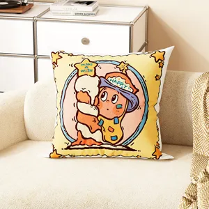 Joli coussin imprimé de dessin animé pour canapé de salon et chaise de bureau, doux et confortable.