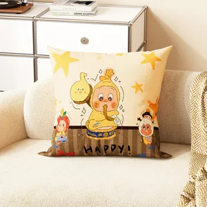 Coussin décoratif confortable avec illustration de dessin animé mignon pour canapé.