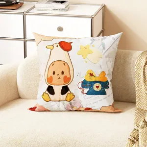 Coussin décoratif douillet et mignon avec motif de dessin animé pour canapé, doux et confortable.
