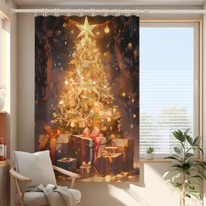 Rideau de fenêtre occultant avec imprimé de sapin de Noël pour la chambre, thermique.