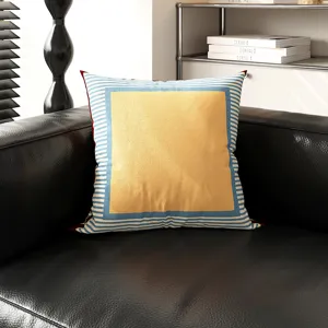 Dopamin quadratisches Kissen mit geometrischem Rand, bequemer Bezug fur Sofa und Heimdekoration.