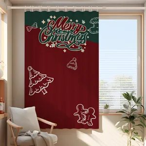 Rideau occultant de noël avec joli motif d'arbre de dessin animé et détail d'impression.