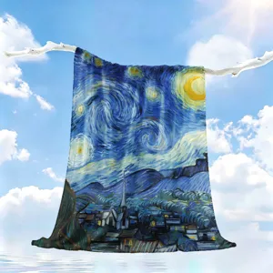 Classic Oil Painting Print Ice Silk Blanket Summer Cool Air Conditioning Thin Throw Blanket Nordic Artistic Home Decor