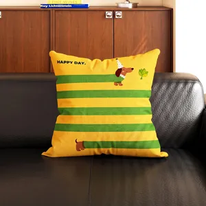 Mid-century dachshund throw pillow, cute stripe decorative cushion cover for sofa, office and car.