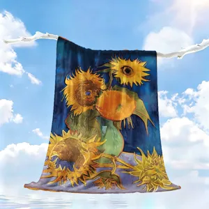 Summer Van Gogh Oil Painting Ice Silk Blanket Nordic Style Cooling Air Conditioning Blanket