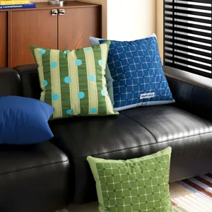 Mid Century Bauhaus Geometric Throw Pillow Cover Plush Colorful Patchwork Sofa Cushion Cover Home Office Car Decorative Pillow