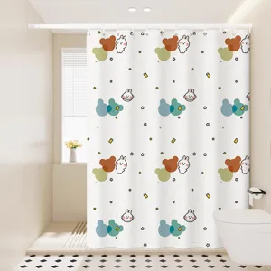 Waterproof quick-drying bathroom shower curtain, anti-mold fabric partition curtain for bath.