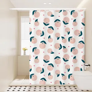 Waterproof shower curtain for bathroom, quick dry fabric partition curtain with cute fruits.