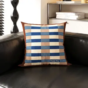 Vintage Bauhaus geometric throw pillow cover, soft skin-friendly sofa cushion cover detail.