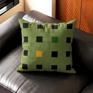 Funda de cojín geométrica retro americana, tela suave para sofá, oficina y coche.