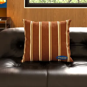 Cojín de sofá a rayas estilo mediados de siglo, funda de cojín de tela cómoda para la sala.