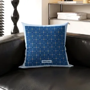 Bauhaus geometric throw pillow cover blue grid cushion case for modern sofa decor detail
