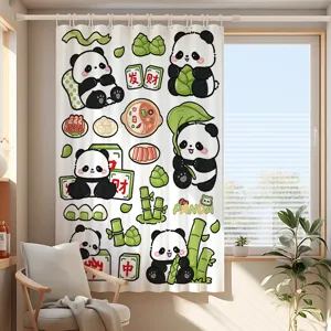 Niedlicher Panda Vorhang für Kinderzimmer, blickdichter Fenster Vorhang mit tollem Motiv.