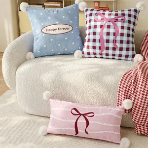 Minimalist bow throw pillow decorative cushion soft cover for sofa bedroom living room home decor