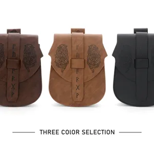 Medieval Viking leather waist bag retro embossed gothic pouch cosplay costume accessory 3pcs