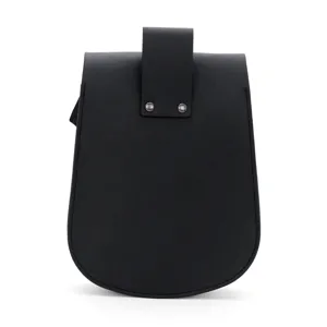 Medieval vintage black leather waist bag for cosplay costume and daily retro wear details