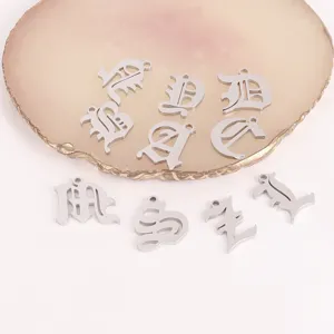 Stainless steel Gothic letter pendant charms DIY jewelry making accessories polished finish