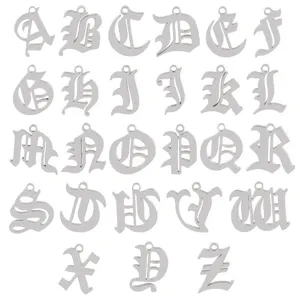Stainless steel Gothic letter charms A-Z alphabet pendant DIY jewelry making accessories