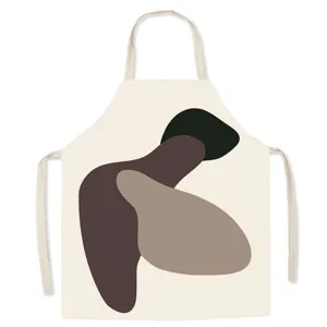 Nordic abstract art cotton linen apron for adults kitchen cooking painting stylish waist cloth
