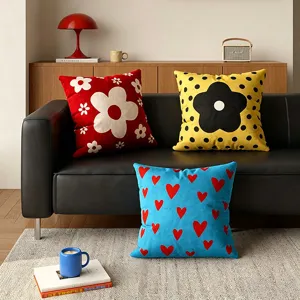Set di fodere per cuscini decorativi con motivo di fiori e cuore per divano moderno