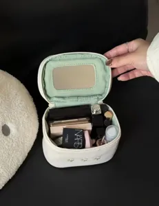 Portable flower cosmetic bag with large capacity, perfect travel makeup storage pouch for women.