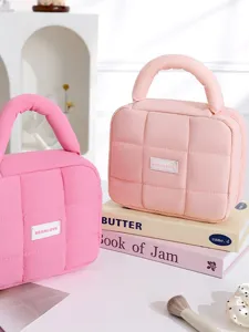 Macaron quilted cosmetic bag soft portable travel storage bag large capacity waterproof bag