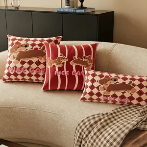 Cute Cartoon Puppy Throw Pillow Cover Soft Plush Cushion Case Decorative Pillowcase For Sofa Home Office Car Decor