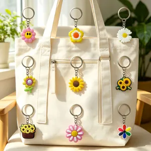 Leuke zonnebloem rubber sleutelhanger DIY tas hanger schattige accessoires voor dames.