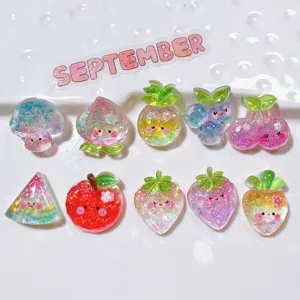 Resin charms DIY cute fruit accessories for shoes, phone cases, and crafts detailing.