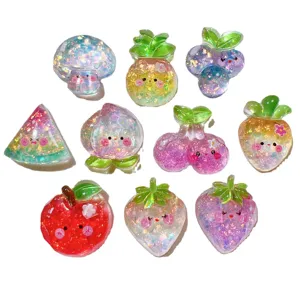 Cute resin fruit charms DIY cabochons for phone case decor, shoe charms, and handmade crafts.
