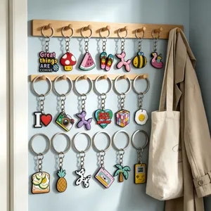 Llavero Creativo de Caucho Suave PVC Lindo Animal Fruta Adorno de Bolsas Diarias Colgante de Llaves de Coche