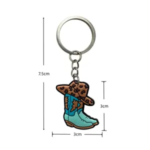 Llavero de bota de vaquero occidental colgante de goma suave de PVC dije de bolsa