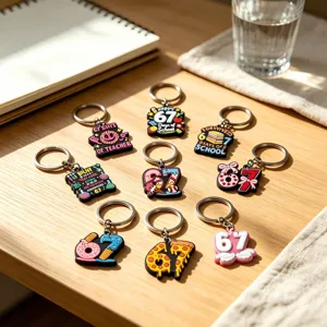 Leuke nummer 67 rubber sleutelhangers set, grappige DIY tassenhangers en auto accessoires.
