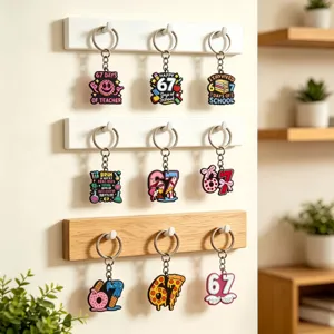 Leuke nummer 67 zacht rubberen sleutelhanger DIY school leraar serie tas hanger leuk