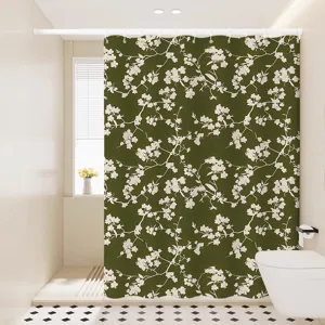 Waterdicht douchegordijn met elegant groen bloemenpatroon voor moderne badkamerdecoratie gebruik