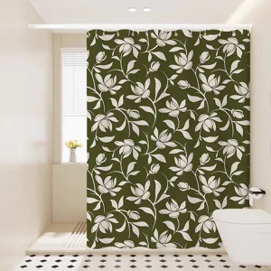Gedetailleerd overzicht van het waterdichte bloemen douchegordijn met botanisch wijnrank patroon.