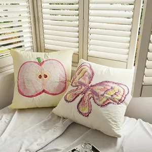 Korean style butterfly throw pillow, soft cushion cover for home, office or car use.