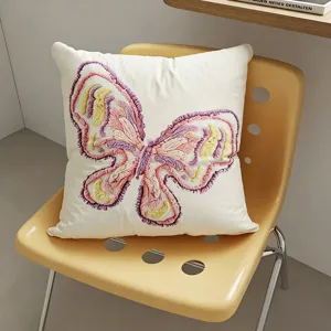 Korean style butterfly tufted throw pillow, cozy decorative sofa cushion cover for home decor.