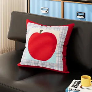 Bauhaus style red apple throw pillow comfortable soft removable cover for living room sofa office car.