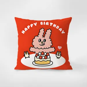 Simpatica fodera per cuscino decorativo con coniglio rosa per divano letto salotto e sedia.
