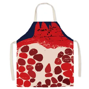 Unisex kitchen cooking apron with artistic pomegranate print, perfect for home and cafe use.