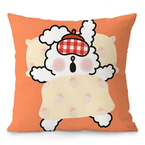 Fodera per cuscino decorativa quadrata con stampa di coniglio riccio per divano letto