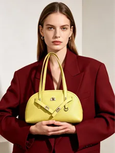 Women Fashion Top Layer Cowhide Tote Bag Large Capacity Minimalist Shoulder Underarm Bag With Metal Lock Commute Chic Handbag