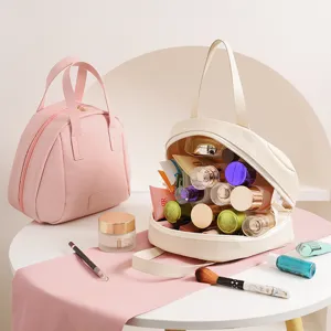 Sac cosmétique coquillage en cuir PU pour femme, grand rangement de voyage pour maquillage.