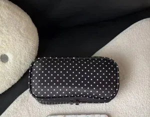 Classic black and white polka dot cosmetic bag travel portable makeup storage organizer