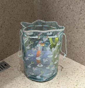 Clear PVC Bucket Bag Waterproof Travel Beach Bag Large Capacity Toiletry Organizer