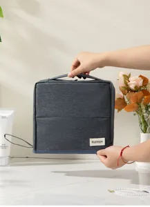 Large capacity cosmetic bag for women, portable travel storage organizer with sturdy handle.